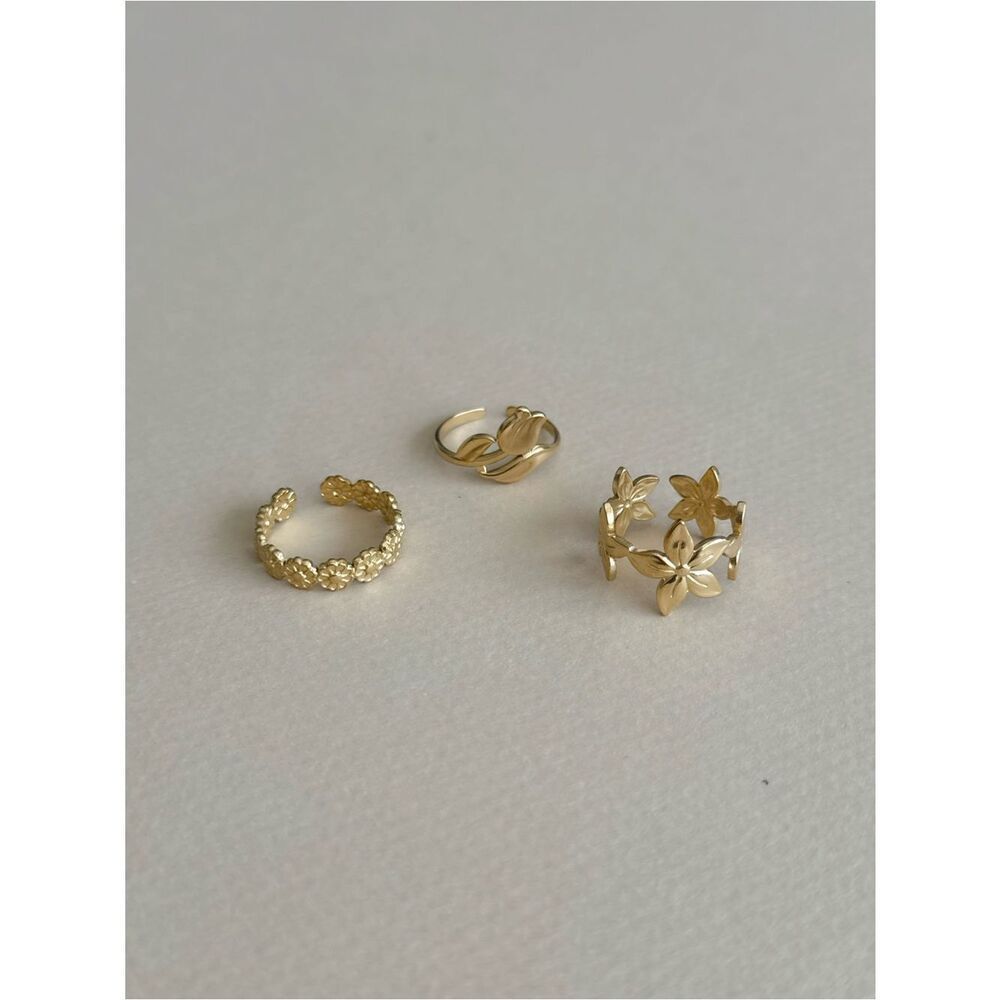 Gold Floral Stackable Rings #2552 - Picture 5 of 5